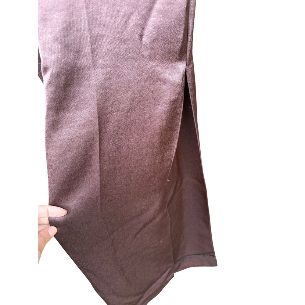 Reiss Chocolate Brown Satin Jumpsuit with Side Slits - Picture 6 of 9